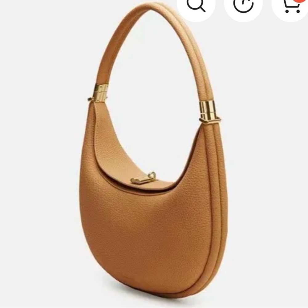 Songmont Tan Crescent Shoulder Bag with Gold Hardware